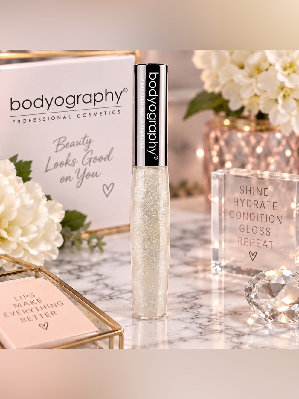 ✨ Bodyography Shine Lip Gloss — Clear with Silver Glitter — NEW